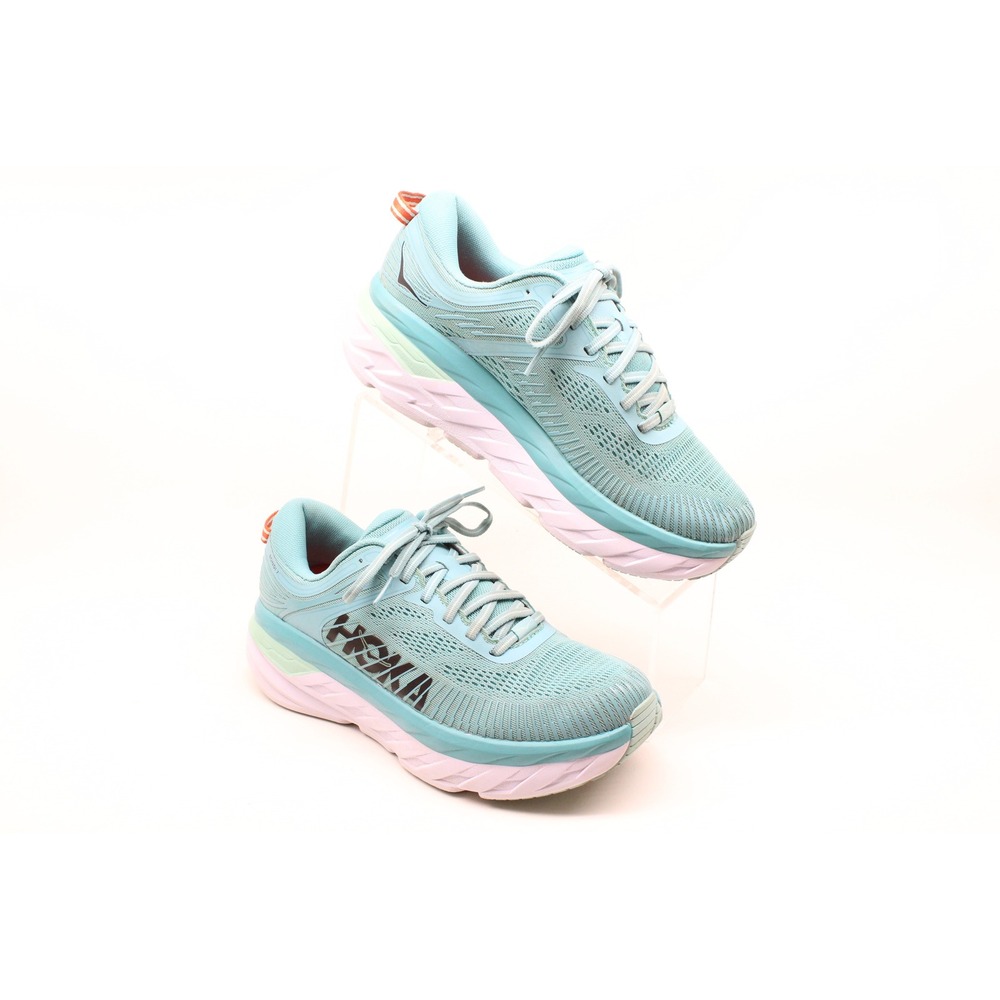Hoka One One Bondi 7 Womens SZ 8 Blue Fog Mist Green Running Shoes 1110519 AEBL